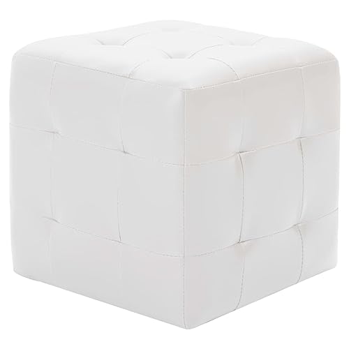 Eleganz 2er-Set Pouf Weiß 30x30x30 cm Kunstleder - Moderner Hocker für Wohnzimmer & Schlafzimmer - Futon Alternative - Platzsparend & Stilvoll von Eleganz