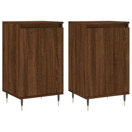 Eleganz 2er Set Sideboards in Braun & Eichen-Optik - Wohnzimmermöbel aus Holzwerkstoff (40x35x70 cm) - Stilvolles Stauraum-Set für Moderne Wohnräume von Eleganz