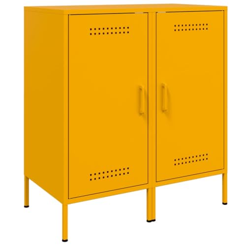 Eleganz 2er Set Sideboards senfgelb - Wohnzimmermöbel aus Stahl 36x39x79 cm - Modernes Stauraum Set für kleine Räume von Eleganz