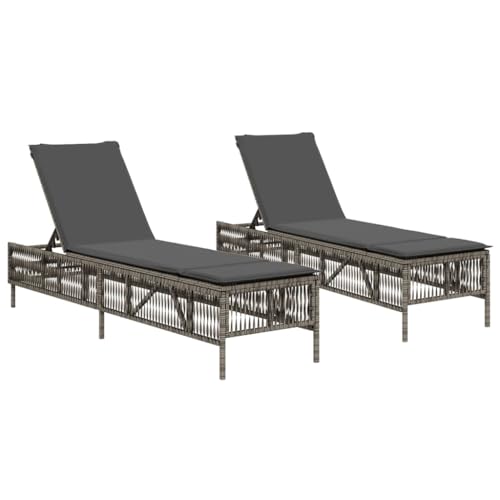 Eleganz 2er-Set Sonnenliegen mit Auflagen - PE Rattan & pulverbeschichteter Stahl - Langlebig & pflegeleicht - Ideal für Garten, Terrasse oder Poolbereich von Eleganz