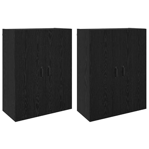 Eleganz 2er-Set wandmontierte Schränke aus Holzwerkstoff - Modernes Wohnzimmermöbel-Set in schwarzer Eiche (69.5 x 34 x 90 cm) - Platzsparend & langlebig für kleine Räume von Eleganz