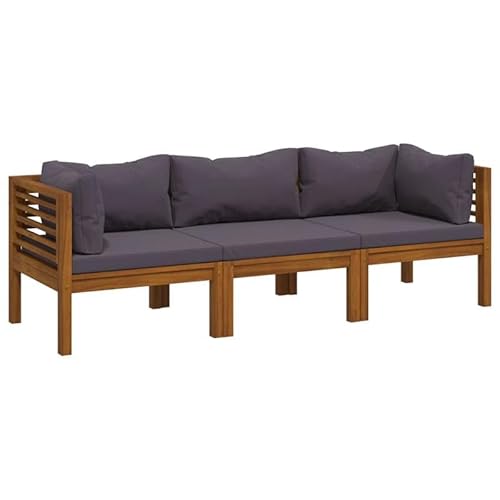 Eleganz 3-Sitzer Gartensofa aus massivem Akazienholz mit Ölfinish und Polyester-Auflage – Langlebiges und stilvolles Gartenmöbel für Terrasse und Garten von Eleganz