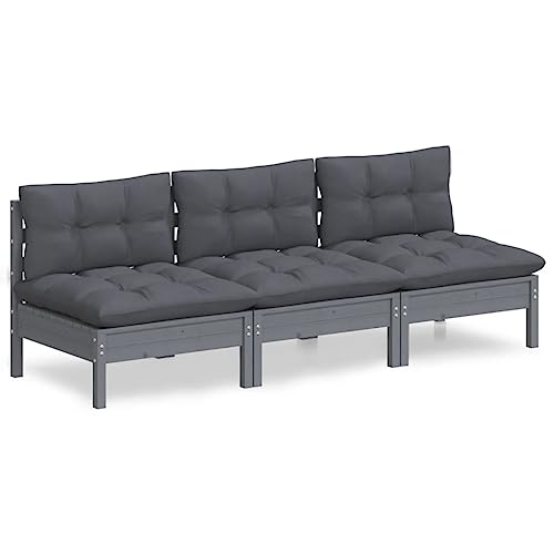 Eleganz 3-Sitzer-Gartensofa aus massivem Kiefernholz mit Anthrazit Kissen - Langlebiges und stilvolles Gartensitzmöbel für Terrasse und Garten Eleganz 3-Sitzer-Gartensofa aus massivem Kiefernholz mit Anthrazit Kissen - Langlebiges und stilvolles Gartensitzmöbel für Terrasse und Garten von Eleganz