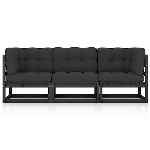 Eleganz 3-Sitzer Gartensofa aus massivem Kiefernholz mit Polyester-Kissen – langlebiges und Komfortables Gartensitzmöbel für Terrasse und Garten von Eleganz