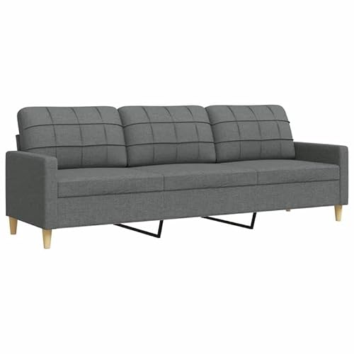 Eleganz 3-Sitzer-Sofa Dunkelgrau 210 cm Stoff - Futon für Wohnzimmer, Schlafzimmer - 100% Polyester, Metall & Sperrholz - Bequem & Langlebig - Platzsparend für kleine Räume von Eleganz