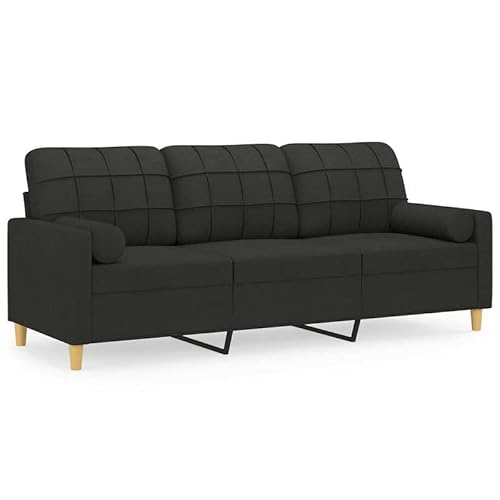 Eleganz 3-Sitzer-Sofa Futon mit Zierkissen 180 cm Stoff Schwarz - Modernes Wohnzimmer-Esszimmer-Sofa für kleine Räume, langlebig & bequem Eleganz 3-Sitzer-Sofa Futon mit Zierkissen 180 cm Stoff Schwarz - Modernes Wohnzimmer-Esszimmer-Sofa für kleine Räume, langlebig & bequem von Eleganz