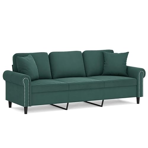 Eleganz 3-Sitzer-Sofa Futon mit Zierkissen Dunkelgrün 180 cm Samt - Bequemes Wohnzimmer-Sofa für kleine Räume, langlebig und stilvoll von Eleganz