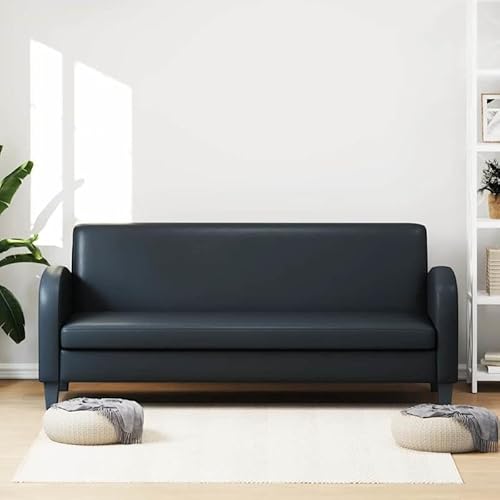 Eleganz 3-Sitzer-Sofa aus Kunstleder Schwarz – Modernes Futon für Wohnzimmer oder Büro – Bequem, Langlebig und Pflegeleicht – Ideal für kleine Räume von Eleganz