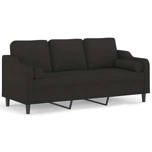 Eleganz 3-Sitzer-Sofa mit Zierkissen Schwarz 180 cm Stoff - Futon für Wohnzimmer, Schlafzimmer & Gastbereich - Bequem & Platzsparend - Ideal für kleine Räume & Familien Eleganz 3-Sitzer-Sofa mit Zierkissen Schwarz 180 cm Stoff - Futon für Wohnzimmer, Schlafzimmer & Gastbereich - Bequem & Platzsparend - Ideal für kleine Räume & Familien von Eleganz