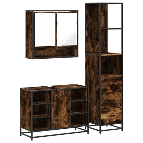 Eleganz 3-TLG. Badmöbel-Set aus Räuchereiche & Holzwerkstoff - Modernes Badezimmermöbel-Set mit Metall-Akzenten - Platzsparend & Langlebig Eleganz 3-TLG. Badmöbel-Set aus Räuchereiche & Holzwerkstoff - Modernes Badezimmermöbel-Set mit Metall-Akzenten - Platzsparend & Langlebig von Eleganz