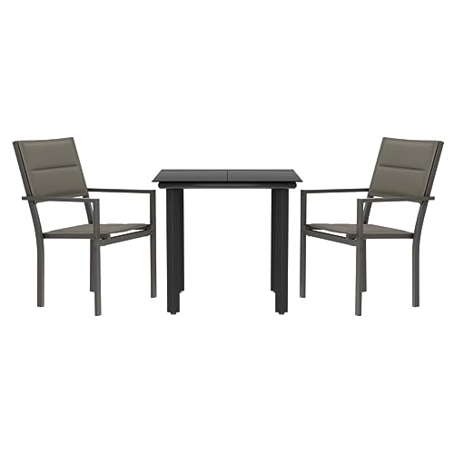 Eleganz 3-TLG. Garten-Essgruppe Schwarz - Stahl und Textilene, Outdoor Esstischgruppe mit pulverbeschichtetem Stahl und gehärtetem Glas, perfekt für Garten, Terrasse und Balkon Eleganz 3-TLG. Garten-Essgruppe Schwarz - Stahl und Textilene, Outdoor Esstischgruppe mit pulverbeschichtetem Stahl und gehärtetem Glas, perfekt für Garten, Terrasse und Balkon von Eleganz