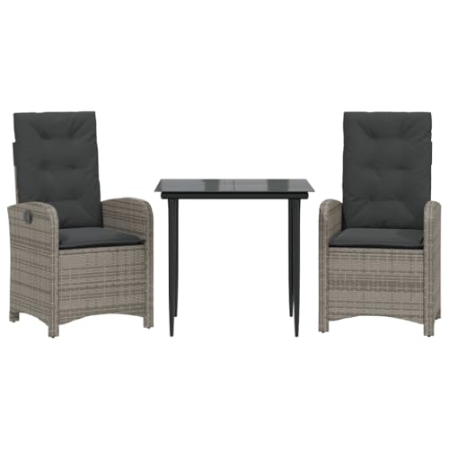 Eleganz 3-TLG. Garten-Essgruppe mit Kissen Grau - PE-Rattan & pulverbeschichteter Stahl - Langlebig & pflegeleicht - Perfekt für Terrasse & Garten Eleganz 3-TLG. Garten-Essgruppe mit Kissen Grau - PE-Rattan & pulverbeschichteter Stahl - Langlebig & pflegeleicht - Perfekt für Terrasse & Garten von Eleganz