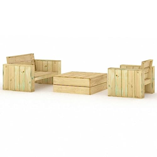Eleganz 3-TLG. Garten-Lounge-Set aus massivem Kiefernholz | Wetterfest & langlebig | Perfekt für Garten, Terrasse oder Balkon | Gemütliche Sitzecke für Outdoor-Entspannung von Eleganz