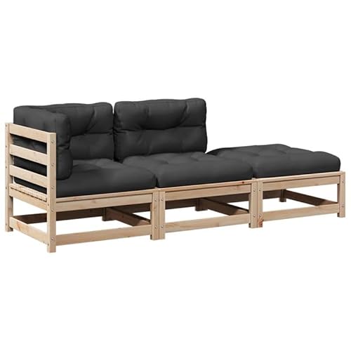 Eleganz 3-TLG. Garten-Sofagarnitur aus massivem Kiefernholz, unbehandelt - Langlebig & Natürlich für Terrasse & Garten von Eleganz