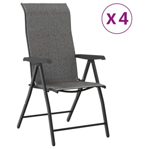 Eleganz 4 STK. Gartenstühle Klappbar Grau PE-Rattan & Pulverbeschichteter Stahl - Leicht & Langlebig, Perfekt für Balkon, Terrasse oder Garten von Eleganz