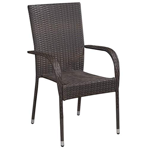 Eleganz 4 Stapelbare Gartenstühle aus PE-Rattan & pulverbeschichtetem Stahl - Robust & platzsparend für Terrasse & Balkon von Eleganz