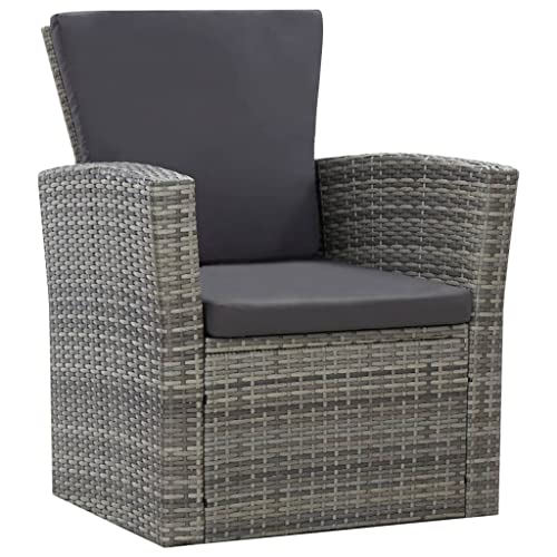 Eleganz 4-TLG. Garten-Lounge-Set Poly Rattan Grau mit Kissen – Modernes Outdoor-Möbel für Terrasse & Balkon, Wetterfest & Bequem von Eleganz