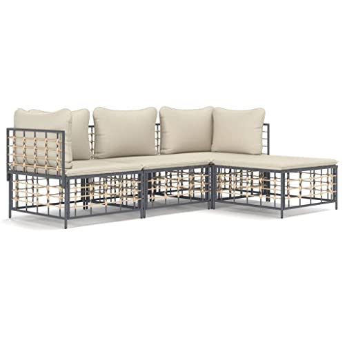 Eleganz 4-TLG. Garten-Lounge-Set mit Kissen Anthrazit | Poly Rattan & pulverbeschichteter Stahl | Langlebig & pflegeleicht | Perfekt für Terrasse & Garten Eleganz 4-TLG. Garten-Lounge-Set mit Kissen Anthrazit | Poly Rattan & pulverbeschichteter Stahl | Langlebig & pflegeleicht | Perfekt für Terrasse & Garten von Eleganz