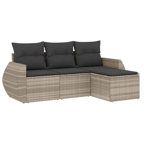 Eleganz 4-TLG. Garten-Sofagarnitur mit Kissen aus PE-Rattan & pulverbeschichtetem Stahl - Modernes Outdoor-Set für Terrasse & Garten - Wetterfest & pflegeleicht von Eleganz