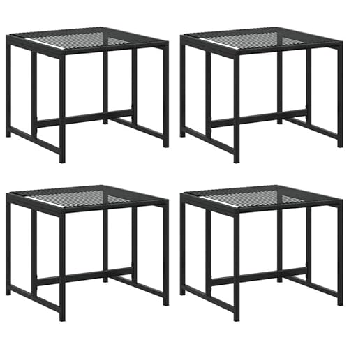 Eleganz 4er-Set Gartenhocker Schwarz aus Poly Rattan - Wetterfest & Langlebig für Terrasse, Balkon & Garten - Moderne Sitzhocker mit Stauraum von Eleganz