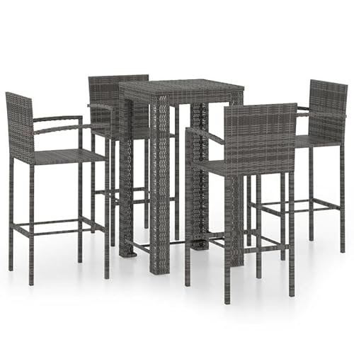 Eleganz 5-TLG. Garten-Bar-Set mit Armlehnen aus PE-Rattan & pulverbeschichtetem Stahl, grau - Modernes Outdoor-Möbel für Terrasse & Garten, langlebig & pflegeleicht Eleganz 5-TLG. Garten-Bar-Set mit Armlehnen aus PE-Rattan & pulverbeschichtetem Stahl, grau - Modernes Outdoor-Möbel für Terrasse & Garten, langlebig & pflegeleicht von Eleganz