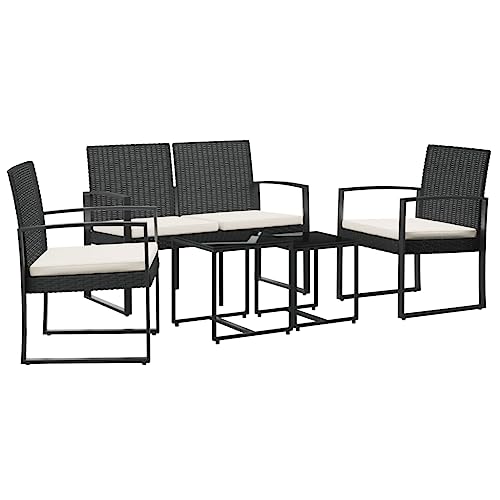 Eleganz 5-TLG. Garten-Essgruppe Schwarz PP-Rattan mit Kissen - Langlebige Outdoor-Möbel aus pulverbeschichtetem Stahl, perfekt für Terrassen & Gärten Eleganz 5-TLG. Garten-Essgruppe Schwarz PP-Rattan mit Kissen - Langlebige Outdoor-Möbel aus pulverbeschichtetem Stahl, perfekt für Terrassen & Gärten von Eleganz