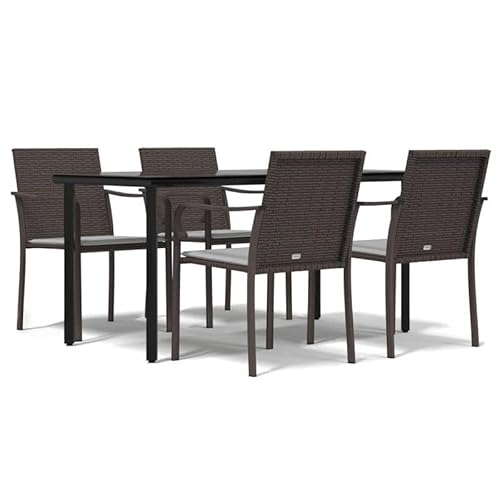 Eleganz 5-TLG. Garten-Essgruppe aus PE-Rattan & Stahl – Langlebig & Wetterfest – Perfekt für Terrasse & Garten – Gemütliche Sitzgruppe mit Kissen Eleganz 5-TLG. Garten-Essgruppe aus PE-Rattan & Stahl – Langlebig & Wetterfest – Perfekt für Terrasse & Garten – Gemütliche Sitzgruppe mit Kissen von Eleganz