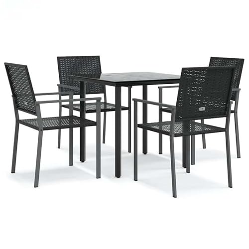 Eleganz 5-TLG. Garten-Essgruppe aus PE-Rattan & Stahl - Langlebig & Wetterfest - Perfekt für Terrasse & Garten - Modernes Design für gemütliche Stunden im Freien von Eleganz