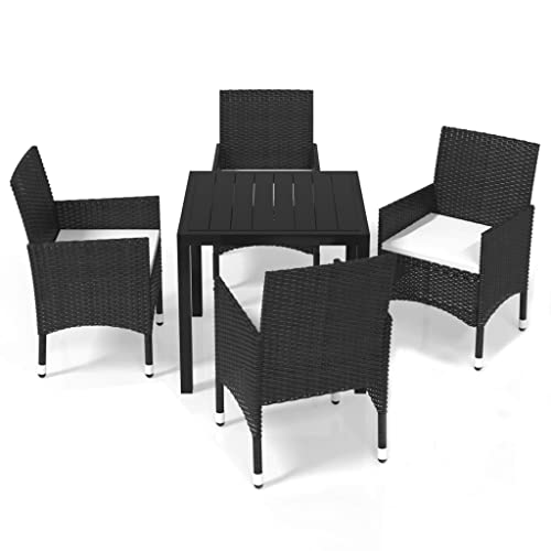Eleganz 5-TLG. Garten-Essgruppe aus WPC & Aluminium, Schwarz, mit Kissen - Langlebig & Wetterfest für Terrasse & Garten Eleganz 5-TLG. Garten-Essgruppe aus WPC & Aluminium, Schwarz, mit Kissen - Langlebig & Wetterfest für Terrasse & Garten von Eleganz