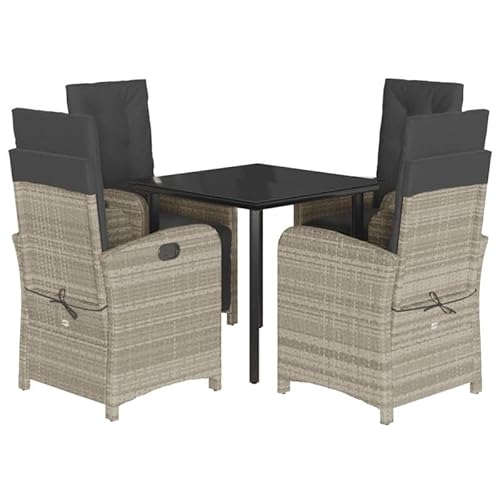 Eleganz 5-TLG. Garten-Essgruppe mit Kissen Hellgrau - PE Rattan & pulverbeschichteter Stahl - Langlebig & pflegeleicht - Perfekt für Terrasse & Garten Eleganz 5-TLG. Garten-Essgruppe mit Kissen Hellgrau - PE Rattan & pulverbeschichteter Stahl - Langlebig & pflegeleicht - Perfekt für Terrasse & Garten von Eleganz