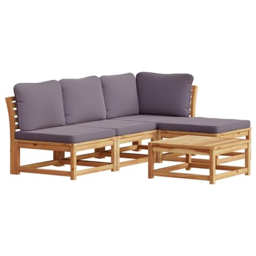 Eleganz 5-TLG. Garten-Lounge-Set mit Kissen aus Akazien-Massivholz, ölbehandelt – Langlebiges und stilvolles Gartensitzmöbel für Terrasse und Garten von Eleganz