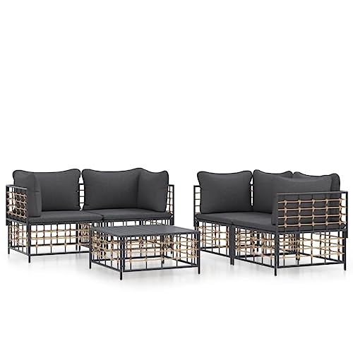 Eleganz 5-TLG. Garten-Lounge-Set mit Kissen aus Poly Rattan & Stahl - Modernes Gartensitzmöbel für Terrasse & Garten - Langlebig & Wetterfest von Eleganz