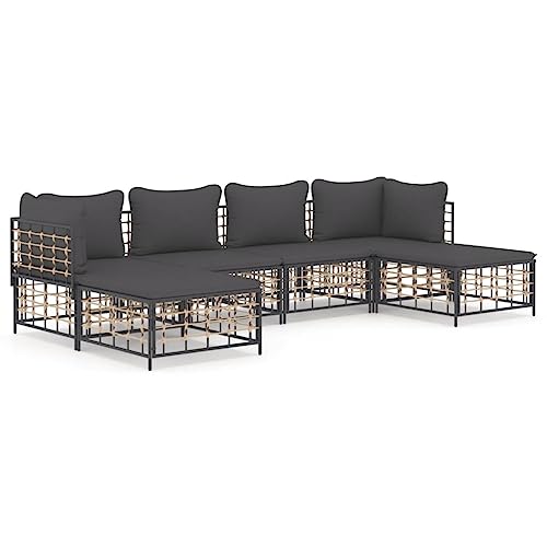 Eleganz 6-TLG. Garten-Lounge-Set mit Kissen Anthrazit - Poly Rattan & pulverbeschichteter Stahl - Langlebiges Gartensitzmöbel für Terrasse & Garten Eleganz 6-TLG. Garten-Lounge-Set mit Kissen Anthrazit - Poly Rattan & pulverbeschichteter Stahl - Langlebiges Gartensitzmöbel für Terrasse & Garten von Eleganz