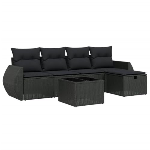 Eleganz 6-TLG. Garten-Sofa Garnitur mit Kissen Schwarz Poly Rattan - Langlebige Outdoor Möbel für Terrasse & Balkon - Bequeme Lounge Sitzgruppe Eleganz 6-TLG. Garten-Sofa Garnitur mit Kissen Schwarz Poly Rattan - Langlebige Outdoor Möbel für Terrasse & Balkon - Bequeme Lounge Sitzgruppe von Eleganz