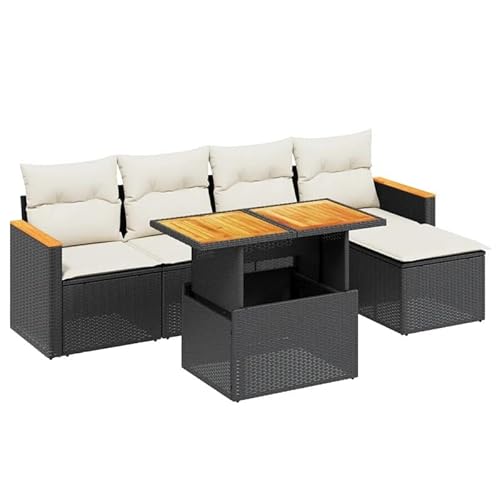 Eleganz 6-TLG. Gartensofagarnitur aus PE-Rattan & pulverbeschichtetem Stahl – Modernes Schwarz, wetterfest & pflegeleicht – Perfekt für Terrasse, Garten & Balkon Eleganz 6-TLG. Gartensofagarnitur aus PE-Rattan & pulverbeschichtetem Stahl – Modernes Schwarz, wetterfest & pflegeleicht – Perfekt für Terrasse, Garten & Balkon von Eleganz
