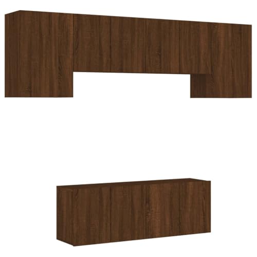 Eleganz 6-TLG. Wohnwand in Eichen-Optik aus Holzwerkstoff – Modernes Design für Wohnzimmer, langlebig und platzsparend – Ideal für kleine Räume und Familien von Eleganz