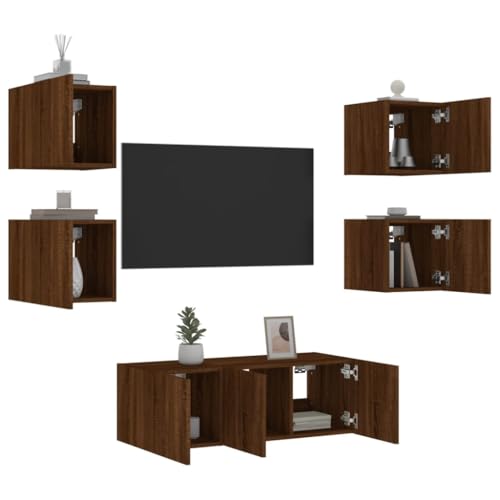 Eleganz 6-TLG. Wohnwand mit -Beleuchtung in Brauner Eichen-Optik aus Holzwerkstoff – Modernes Wohnzimmer-Set mit integrierter Beleuchtung für stilvolles Ambiente Eleganz 6-TLG. Wohnwand mit -Beleuchtung in Brauner Eichen-Optik aus Holzwerkstoff – Modernes Wohnzimmer-Set mit integrierter Beleuchtung für stilvolles Ambiente von Eleganz