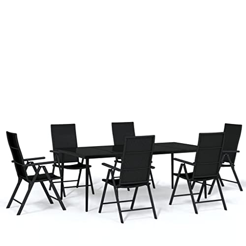 Eleganz 7-TLG. Garten-Essgruppe Schwarz, moderner Outdoor Esstisch mit 6 Stühlen, langlebig & wetterfest für Terrasse, Balkon oder Garten Eleganz 7-TLG. Garten-Essgruppe Schwarz, moderner Outdoor Esstisch mit 6 Stühlen, langlebig & wetterfest für Terrasse, Balkon oder Garten von Eleganz