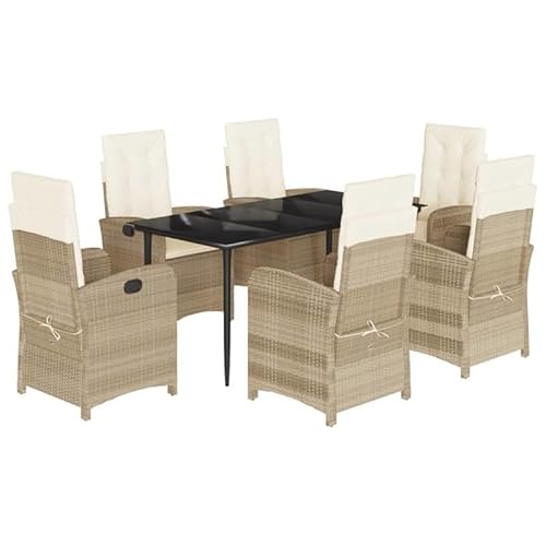 Eleganz 7-TLG. Garten-Essgruppe aus PE-Rattan mit Kissen - Beige, Pulverbeschichteter Stahl, Langlebig & Wetterfest - Perfekt für Terrasse & Garten Eleganz 7-TLG. Garten-Essgruppe aus PE-Rattan mit Kissen - Beige, Pulverbeschichteter Stahl, Langlebig & Wetterfest - Perfekt für Terrasse & Garten von Eleganz