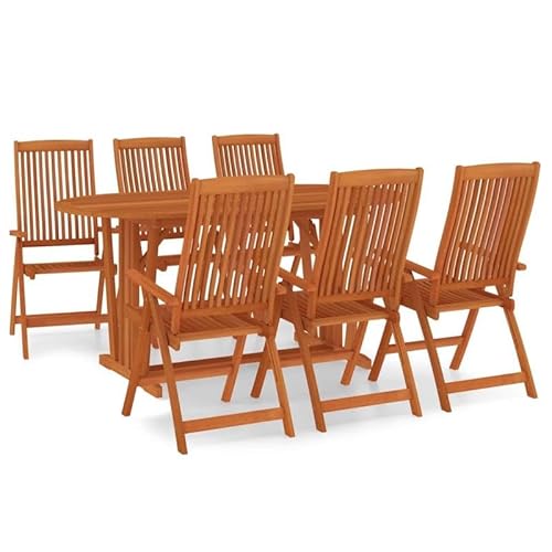 Eleganz 7-TLG. Garten-Essgruppe aus massivem Eukalyptusholz mit Ölfinish - Langlebig & pflegeleicht für Terrasse & Garten von Eleganz