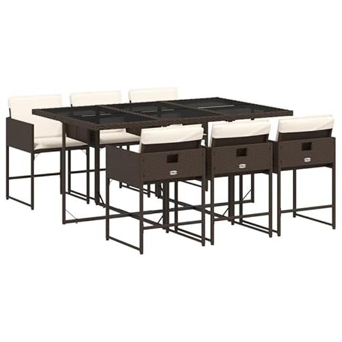 Eleganz 7-TLG. Garten-Essgruppe mit Kissen aus PE-Rattan, pulverbeschichtetem Stahl und Hartglas – Langlebig und stilvoll für Terrasse und Garten Eleganz 7-TLG. Garten-Essgruppe mit Kissen aus PE-Rattan, pulverbeschichtetem Stahl und Hartglas – Langlebig und stilvoll für Terrasse und Garten von Eleganz