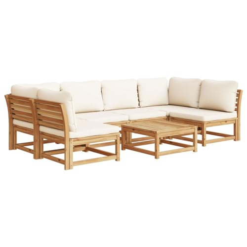 Eleganz 7-TLG. Garten-Lounge-Set mit Kissen aus Akazien-Massivholz, ölbehandelt – Langlebiges und stilvolles Gartensitzmöbel für Terrasse und Garten von Eleganz