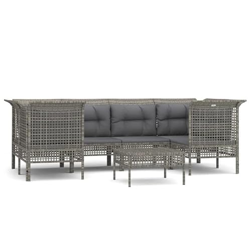 Eleganz 7-TLG. Garten-Lounge-Set mit Kissen aus Poly Rattan & pulverbeschichtetem Stahl - Modernes Outdoor-Set für Terrasse & Garten von Eleganz