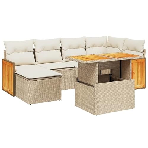 Eleganz 7-TLG. Garten-Sofagarnitur aus PE-Rattan & pulverbeschichtetem Stahl - Beige Outdoor-Möbel für Terrasse & Garten - Komfortable Sitzgruppe mit Kissen Eleganz 7-TLG. Garten-Sofagarnitur aus PE-Rattan & pulverbeschichtetem Stahl - Beige Outdoor-Möbel für Terrasse & Garten - Komfortable Sitzgruppe mit Kissen von Eleganz