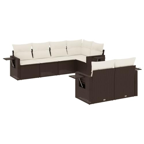 Eleganz 7-TLG. Garten-Sofagarnitur aus Poly Rattan mit Kissen - Wetterfeste Outdoor Möbel für Terrasse & Balkon - Bequeme Sitzgruppe in Braun Eleganz 7-TLG. Garten-Sofagarnitur aus Poly Rattan mit Kissen - Wetterfeste Outdoor Möbel für Terrasse & Balkon - Bequeme Sitzgruppe in Braun von Eleganz