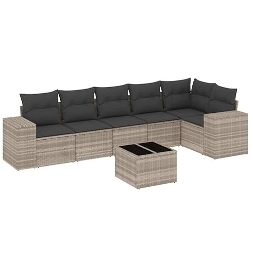Eleganz 7-TLG. Garten-Sofagarnitur mit Kissen aus PE-Rattan & pulverbeschichtetem Stahl - Modernes Outdoor-Set für Terrasse & Garten von Eleganz