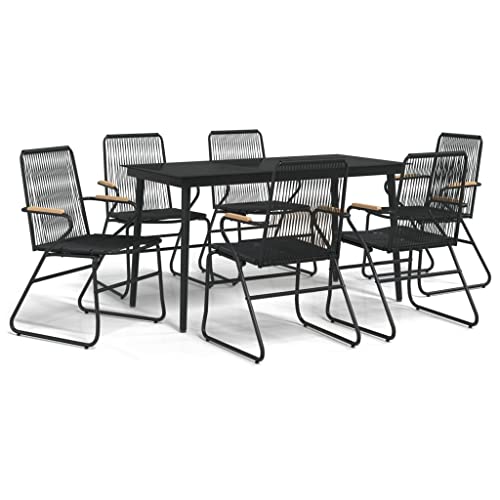 Eleganz 7-TLG. Gartenmöbel Set Schwarz PVC-Rattan für Terrasse & Balkon - Witterungsbeständig & Pflegeleicht - Perfekt für Outdoor-Essbereich Eleganz 7-TLG. Gartenmöbel Set Schwarz PVC-Rattan für Terrasse & Balkon - Witterungsbeständig & Pflegeleicht - Perfekt für Outdoor-Essbereich von Eleganz