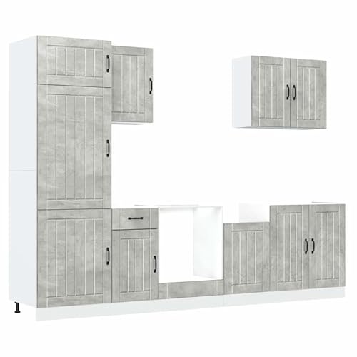 Eleganz 7-TLG. Küchenschrank-Set Kalmar Betongrau aus Holzwerkstoff – Modern und Langlebig für Kleine Küchen, Platzsparend und Stilvoll von Eleganz