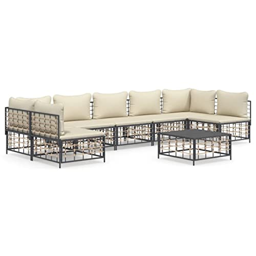Eleganz 8-TLG. Garten-Lounge-Set mit Kissen Anthrazit - Modernes Poly Rattan Set mit Pulverbeschichtetem Stahl & Textilene - Perfekt für Terrasse & Garten Eleganz 8-TLG. Garten-Lounge-Set mit Kissen Anthrazit - Modernes Poly Rattan Set mit Pulverbeschichtetem Stahl & Textilene - Perfekt für Terrasse & Garten von Eleganz