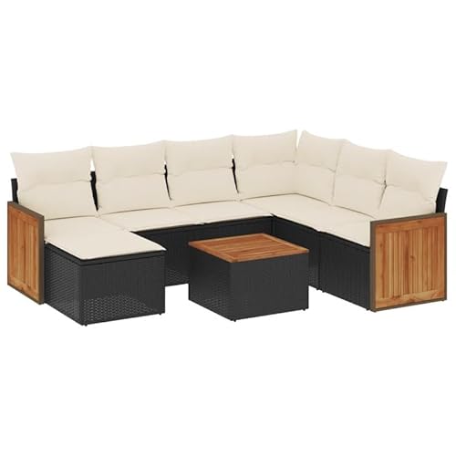 Eleganz 8-TLG. Garten-Sofagarnitur Schwarz PE-Rattan - Pulverbeschichteter Stahl - Langlebig & Wetterfest - Perfekt für Terrasse & Garten von Eleganz